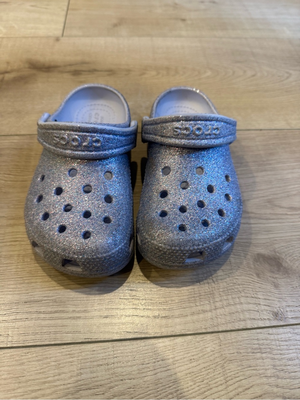 CROCS Kids' Glitter Clog in Purple/Silver Sparkle